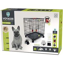 M-Pets Voyager Tekerlekli 2 Kapılı Köpek Kafesi Medium Siyah 76X48X53 cm