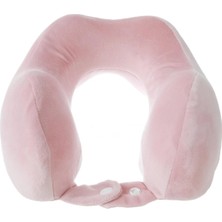 Miniso Ergonomik Şekilli Hafızalı Süngerli Kadife Boyun Yastığı,seyahat Yastığı - Pembe