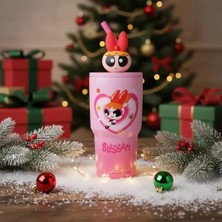 Miniso Powerpuff Girls Lisanslı Pipetli Paslanmaz Çelik Termos 900 ml - Blossom