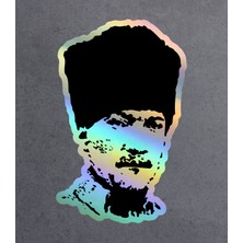 Sticker Usta Hologramlı Janjanlı Atatürk Silüet Sticker - Araba Oto Motosiklet Karavan Sticker 03006