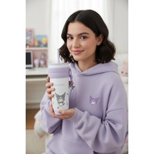 Miniso Sanrio Lisanslı Charmlı ve Pipetli Paslanmaz Çelik Matara - Kuromi