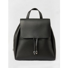 Jimmy Key Siyah Deri Görünümlü Sırt Çantası