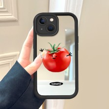 HONTINGA iPhone 15 Plus ile Uyumlu Aynalı Kılıfı Düşüme Önleyici Basitlik Anti Düşme Kamera Korumali Meyve Deseni Desen Yumuşak Silikon Telefon Kılıfı Kadın ve Erkek Için Uygundur K2-9053