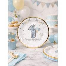 Parti Adresi 1 Yaş Tabak Mavi-Gold 6'Lı