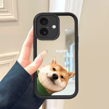 HONTINGA iPhone 16 ile Uyumlu Aynalı Kılıfı Düşüme Önleyici Basitlik Anti Düşme Kamera Korumali Sevimli Köpek Deseni Desen Yumuşak Silikon Telefon Kılıfı Kadın ve Erkek Için Uygundur K2-9056