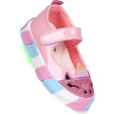 Kiko Kids  Gilan Cırtlı Işıklı Kız Bebek Babet Ayakkabı