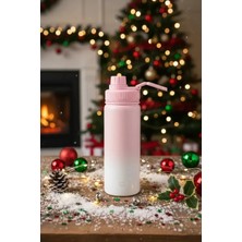 Miniso Sakura Serisi Pembe Çift Cidarlı Tutacaklı Çelik Matara 550ML