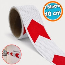 Nzb (1 Metre) Kırmızı Beyaz Petekli Ok Yönlendirme Reflektörlü Reflektif Yapışkanlı En 10 cm Şerit Bant