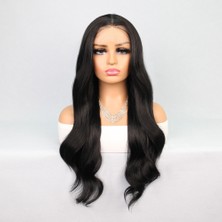 Sb Shopping Siyah Uzun Hafif Dalgalı Fiber Sentetik Tül Peruk