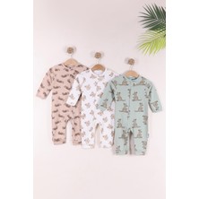 Kidello Kahve Koala Erkek Bebek Tulum Fermuarlı 3'lü Set Pamuklu 9-12-18 Ay