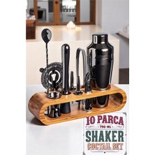 Sb Shopping Shaker Kokteyl Set - 10 Parça 750 ml Shaker Coctail Set Bambu Standlı