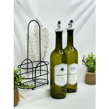 Aden Glass Paslanmaz Çelik Stantlı Cam Yağdanlık 750 ml Zeytinyağı & Sirke Şişesi Mutfağınıza Şıklık