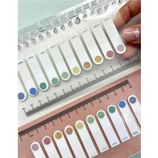 10 Renkli Cetvelli Şeffaf  Indeks Sayfa Sticker Yuvarlak Kenar Morandi Renkler / Postit