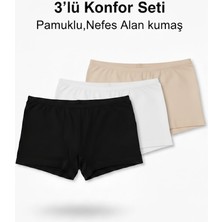 Woan 3’lü Pamuklu Bayan Boxer Seti – Siyah Beyaz Ten – Konfor Iç Giyim