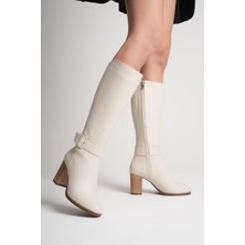 Analin Shoes Kadın Hakiki Deri Toka Detaylı Topuklu Çizme