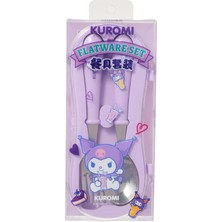 Miniso Sanrio Lisanslı Kuromi Taşınabilir Paslanmaz Çelik Çatal Kaşık Seti