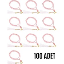 TrentCo Namaz Tesbihi Vavlı 99'lu Cam Incili Amenerrasulü Dua Kartı Ile Pembe Renk Hediyelik 100 Adet