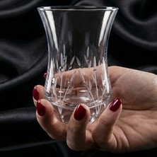 Decostyle Inci 6'lı Kesme Kristal Dekor Çay Bardağı 100 cc - Özel Yapım Şık Sunum Ağız Kısmı Soğuk Kesme