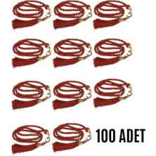 TrentCo Namaz Tesbihi Vavlı 99'lu Cam Incili Ismi Azam Dua Kartı Ile Bordo Renk Hediyelik 100 Adet