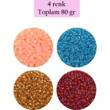 Vexor Dökme Cam Kum Boncuk (11/0) 2 mm - 4 Renk - Toplam 80 Gram -  BNC405