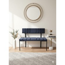 Özcan Mobilya Aksesuar Metal Siyah Ayaklı Sırtlı Mutfak Salon Antre Yatak Odası Balkon Puf Bank Oturak Bench