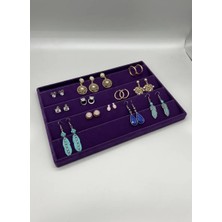 Megass Dekor Cezayir Model Süet Kumaş Mor Renk 34/24 cm Enine Küpe Standı