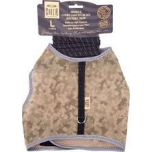 Cattie Havalı Dokuma Kedi Göğüs ve Gezdirme Takımı Large Kamuflaj 1.5X30-40 cm