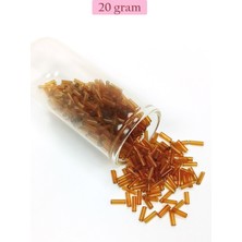 Vexor Uzun Boru Kesme Boncuk Çap 2mm Uzunluk 10 mm - 20 Gram - Şeffaf Gold - BNC254