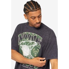 Nike Jordan Nba Milwaukee Bucks MAX90 Erkek Günlük Pamuklu Tişört Siyah