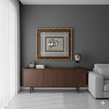 Eski Yeni Antik At Figürlü Çerçeveli Aynalı Duvar Tablosu