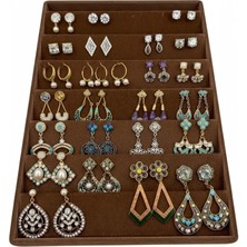 Megass Dekor Saray Bosna Model Süet Kumaş Kahve Renk 34/24 cm Dikine Küpe Standı