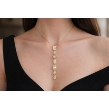 Seherden 7 Element Ayarlanabilir Çelik Kolye – Pembe / Beyaz Taş Detaylı