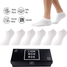 Lion Monroe Saf Bambu Erkek Patik  Düz Kısa Beyaz Çorap Dikişsiz Premium Kutulu 6'lı L5952AZNP SoftAura