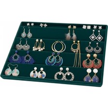 Megass Dekor Cezayir Model Süet Kumaş Yeşil Renk 34/24 cm Enine Küpe Standı