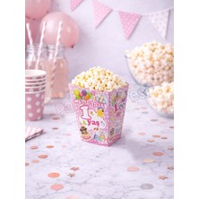 Parti Adresi Popcorn Puantiyeli 1 Yaş Pembe 12 ' Li