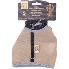 Cattie Havalı Dokuma Kedi Göğüs ve Gezdirme Takımı Small Bej 1X20-30 cm