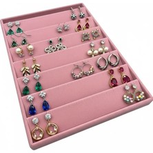 Megass Dekor Saray Bosna Model Süet Kumaş Pembe Renk 34/24 cm Dikine Küpe Standı