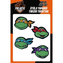 Fantastic 4'lü Ninja Kaplumbağalar Arma Seti - Ütüyle Yapışan Nakışlı Yama Patch - Leonardo, Raphael, Michelangelo, Donatello