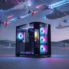 Rampage Nova 9.16'' LCD Ekranlı Hub+Kumanda Siyah 7X12CM Argb Pwm Fan Gaming Oyuncu Kasası