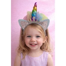 Ugly Duck Kız Çocuk Unicorn Tacı – Gökkuşağı Renkli, Simli ve Taşlı Taç