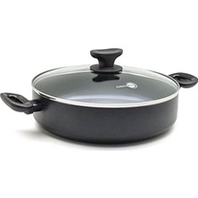 Greenpan Torino™ 28 cm Basık Tencere – 4,3 Lt, Thermolon™ Seramik Yapışmaz Kaplama, Indüksiyon Uyumlu, Fırında Kullanılabilir