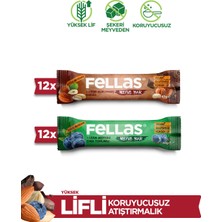 Fellas Meyve Bar (40 g) Süper İkili Kutu - 24 Adet (Karışık Kuruyemişli x 12 + Yaban Mersinli x 12)