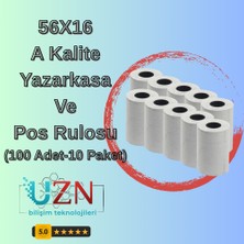Genel 56X16 Yazar Kasa Pos Rulosu - Yazıcı Dostu A Sınıfı Termal Kağıt (100 Adet-10 Paket)