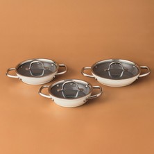 Karaca x Refika Swiss Crystal Metal Kulplu 6 Parça Sahan Set Creamy