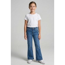 Mutlu Kids Ispanyol Paça Kız Kot Pantolon
