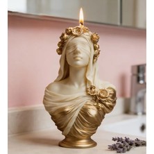 Yaratıcı Sanatlar Atölyesi El Boyama Leydi Büst Dekoratif Mum Kokulu Doğal Soya Mum 10 cm