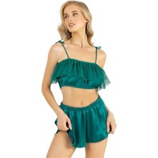 byasafkids Zümrüt Saten Şort Takımı 9206