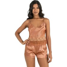 byasafkids Bakır Saten Şort Takımı 9209