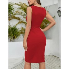 Serac Collection Kadın Askılı Kruvaze Yakalı Kısa Janjan Krep Elbise