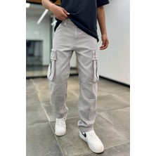 Denim Republic Erkek Gri Baggy Kargo Pantolon